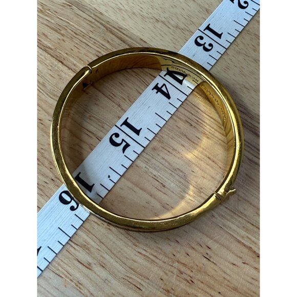 Kate Spade Gold & Black Enamel Hinge Bangle Bracelet With Spade Cutout Design - Picture 6 of 8